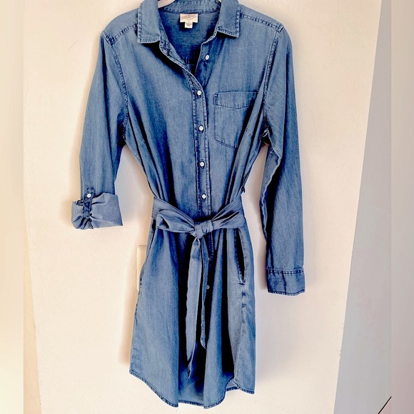 St John’s Bay NWOT Soft Button Down Jean Dress Adjustable Sleeves Sz S - Picture 3 of 14